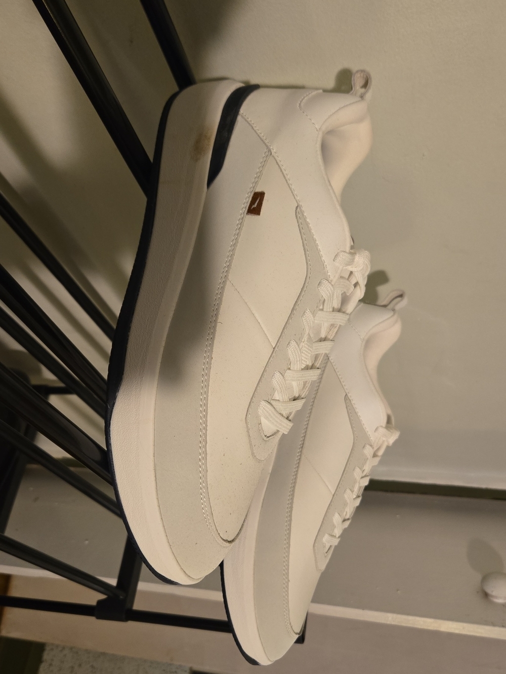 Men's White Athletic Sneakers with Navy Outsole Accent